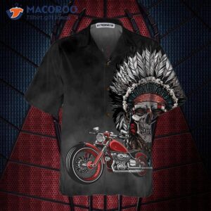 classic and vintage skull biker chief man native american motorcycle hawaiian shirt best gift for bikers 2