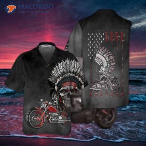 classic and vintage skull biker chief man native american motorcycle hawaiian shirt best gift for bikers 3