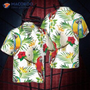 cockatoo in the tropical forest parrot hawaiian shirt 0