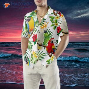 cockatoo in the tropical forest parrot hawaiian shirt 4