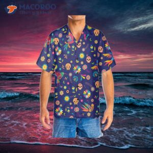 colorful alebrijes birds and bright floral mexican culture hawaiian shirt sugar skull shirt 3