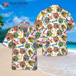 “colorful And Playful German Shepherd Hawaiian Shirt, Funny Gift”