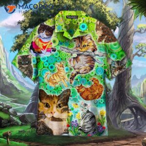 colorful cats and green hawaiian shirts 0