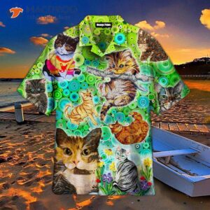 Colorful Cats And Green Hawaiian Shirts