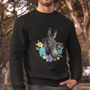 colorful donkey with flowers realistic lover shirt sweatshirt