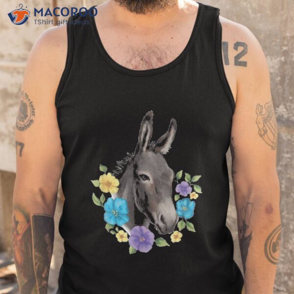 Colorful Donkey With Flowers Realistic Lover Shirt