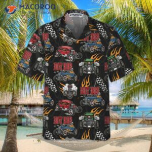 Colorful Hot Rod Pattern Hawaiian Shirt, Racing Shirt For 2 colorful hot rod pattern hawaiian shirt racing shirt for 2 1