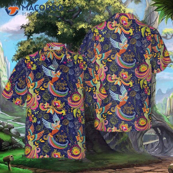 “colorful Hummingbird Mandala Hawaiian Shirt”