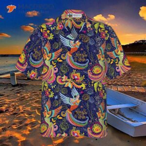 colorful hummingbird mandala hawaiian shirt 2