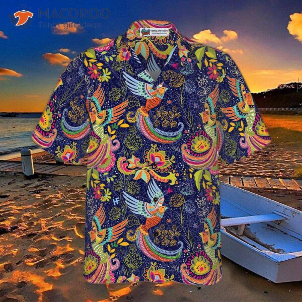 “colorful Hummingbird Mandala Hawaiian Shirt”