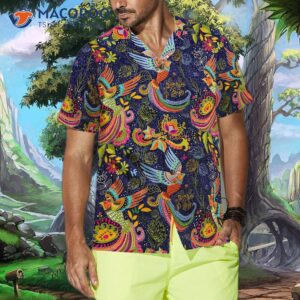 colorful hummingbird mandala hawaiian shirt 4