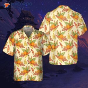 colorful leaves and pumpkin thanksgiving hawaiian shirt autumn vibe best gift 3