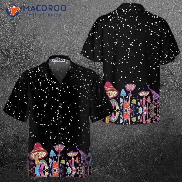 Colorful Mushroom Hawaiian Shirt, Funny Print Shirt For &