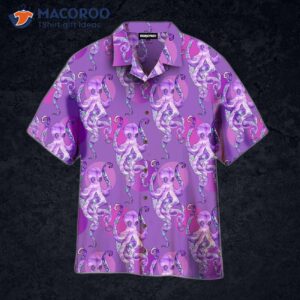 colorful octopus sea creature violet pattern hawaiian shirts 0