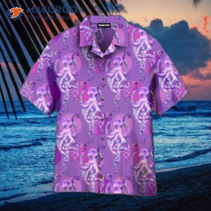 colorful octopus sea creature violet pattern hawaiian shirts 1