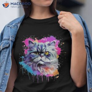 colorful persian cat face splash art shirt tshirt