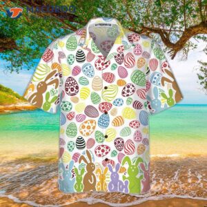colorful rabbits and easter eggs seamless pattern hawaiian shirt bunny funny gift ideas 2