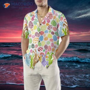 colorful rabbits and easter eggs seamless pattern hawaiian shirt bunny funny gift ideas 4