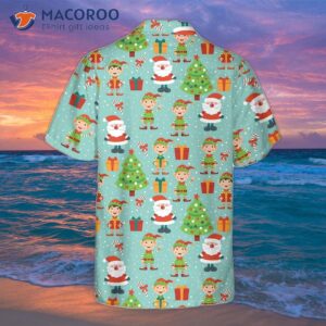 Colorful Santa Helper Pattern Hawaiian Shirt, Funny Christmas Best Gift Idea