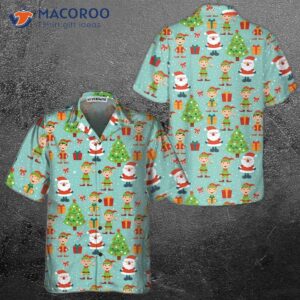 colorful santa helper pattern hawaiian shirt funny christmas best gift idea 3