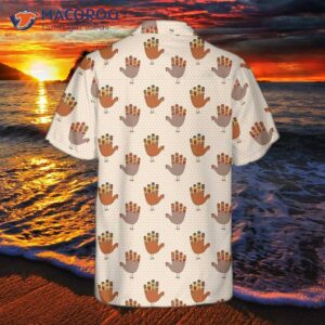 colorful thanksgiving turkey hawaiian shirt funny hand pattern gift for day 1