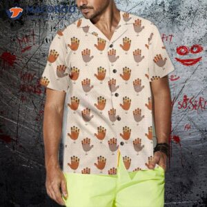 colorful thanksgiving turkey hawaiian shirt funny hand pattern gift for day 3