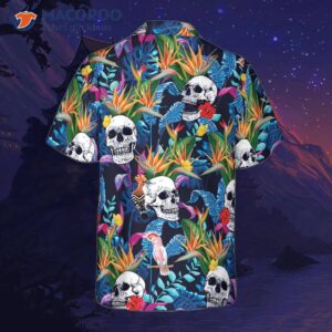 colorful tropical forest and skull hawaiian shirt 1