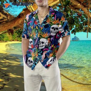 colorful tropical forest and skull hawaiian shirt 4