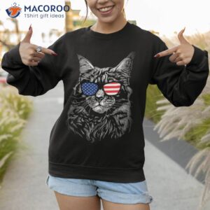 cool american cat usa america flag amp firework 4th july shirt sweatshirt