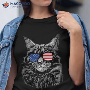 Cool American Cat – Usa America Flag & Firework 4th July Shirt