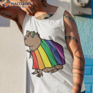 cool capybara in pride cape shirt tank top 1