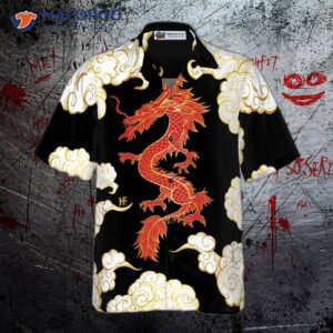 cool chinese dragon black red cloud hawaiian shirt 2