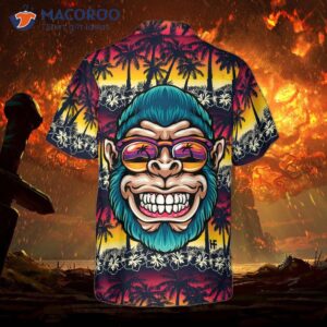 Cool Monkey Head In Paradise Hawaiian Shirt