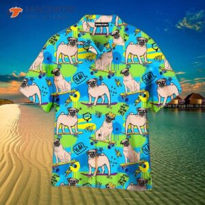 cool pug dog skaters wearing funny hawaiian shirts 0
