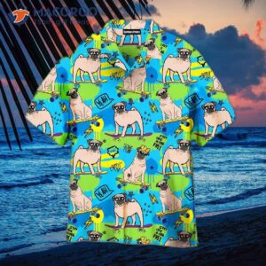 cool pug dog skaters wearing funny hawaiian shirts 1