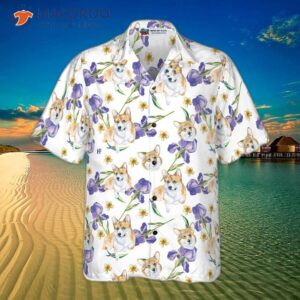 corgi and flower shirt for s hawaiian 2