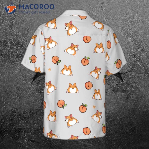 Corgi Butt And Peaches Seamless Hawaiian Shirt