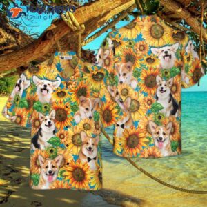 Corgi Lovers With A Sunflower Hawaiian Shirt