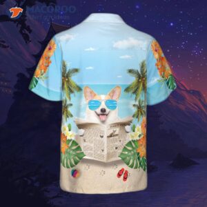 corgi wears a hawaiian shirt with sunglasses 1