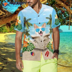 corgi wears a hawaiian shirt with sunglasses 3
