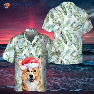 corgi with christmas fir branches pattern hawaiian shirt best gift idea 0