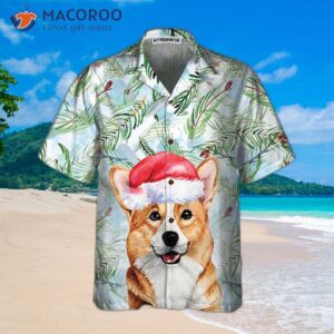 corgi with christmas fir branches pattern hawaiian shirt best gift idea 2