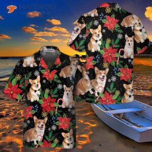 Corgi With Christmas Plants Hawaiian Shirt