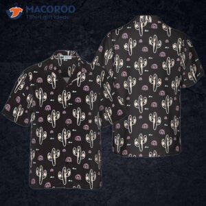 correct cactus plant black pattern hawaiian shirt 0