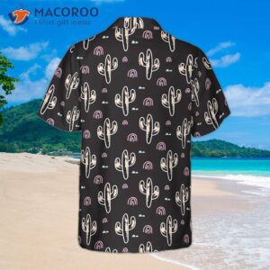 correct cactus plant black pattern hawaiian shirt 1