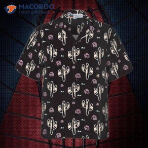 correct cactus plant black pattern hawaiian shirt 2