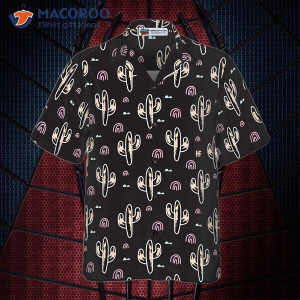 Correct: Cactus Plant Black Pattern Hawaiian Shirt