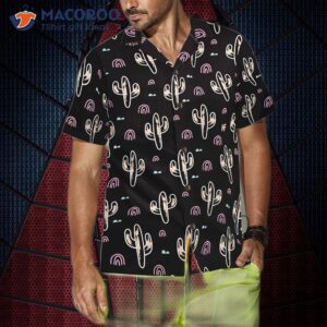 correct cactus plant black pattern hawaiian shirt 3