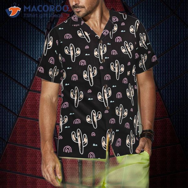 Correct: Cactus Plant Black Pattern Hawaiian Shirt