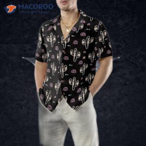 correct cactus plant black pattern hawaiian shirt 4